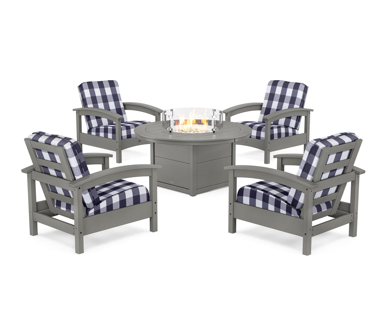 Trex Rockport 5-Piece Deep Seating Set with Round Fire Pit Table