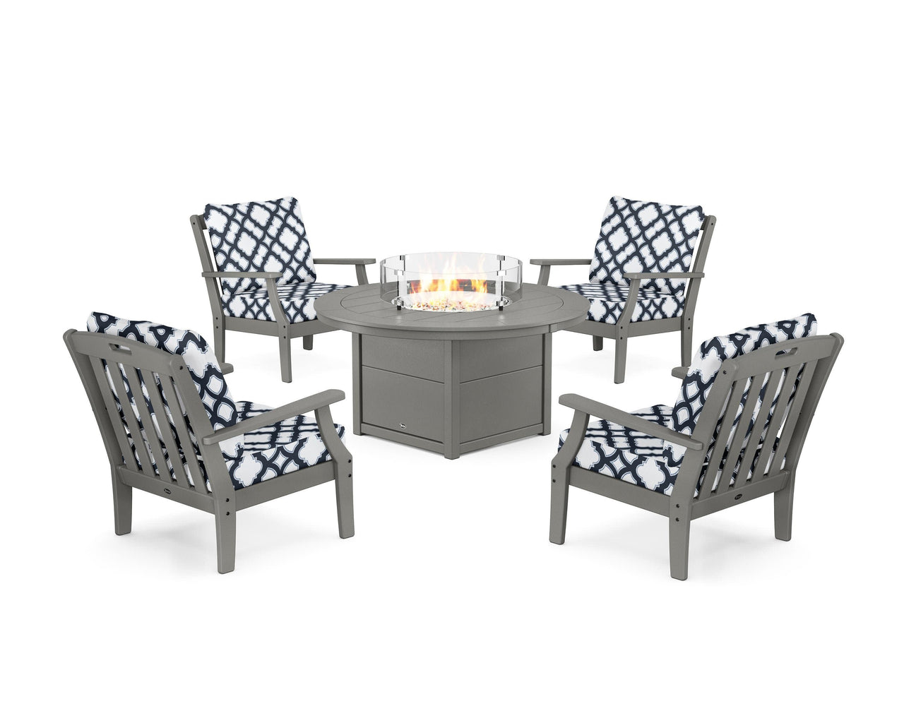 Trex Yacht Club 5-Piece Deep Seating Set with Round Fire Pit Table