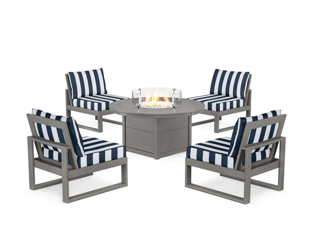 Trex Eastport Modular 5-Piece Deep Seating Set with Round Fire Pit Table