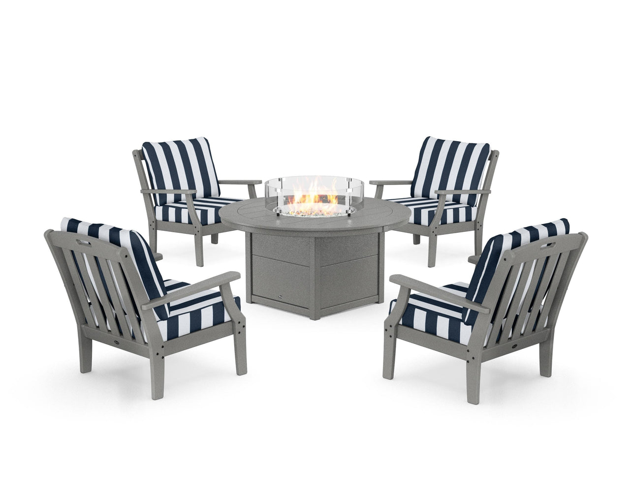 Trex Yacht Club 5-Piece Deep Seating Set with Round Fire Pit Table