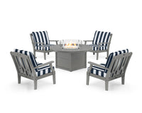 Thumbnail for Trex Yacht Club 5-Piece Deep Seating Set with Round Fire Pit Table