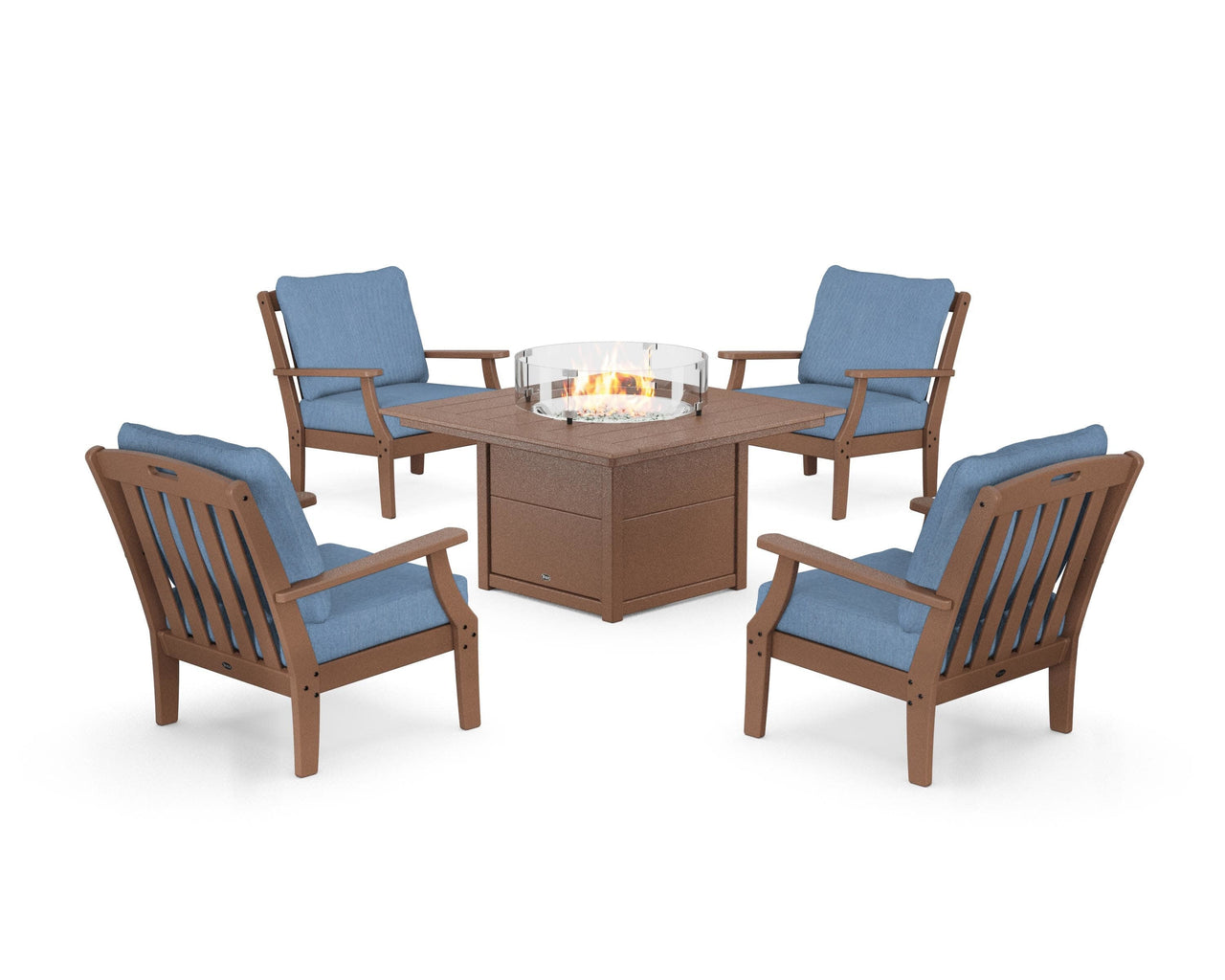 Trex Yacht Club 5-Piece Deep Seating Set with Square Fire Pit Table