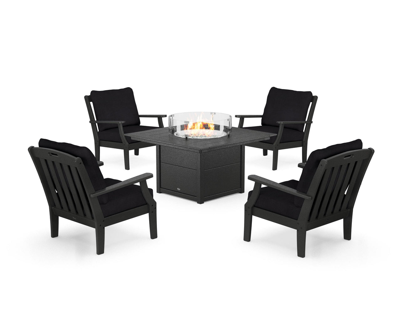 Trex Yacht Club 5-Piece Deep Seating Set with Square Fire Pit Table