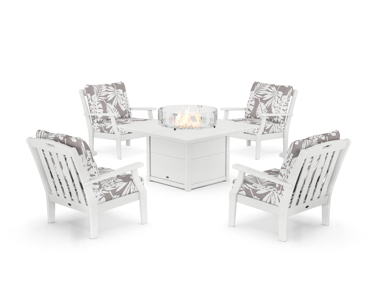 Trex Yacht Club 5-Piece Deep Seating Set with Square Fire Pit Table