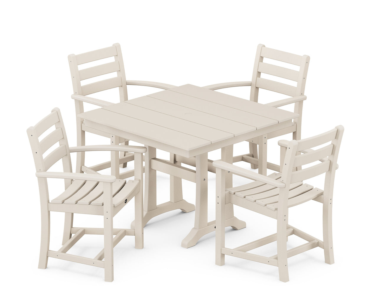 Trex Monterey Bay 5-Piece Farmhouse Trestle Arm Chair Dining Set - Sand Castle