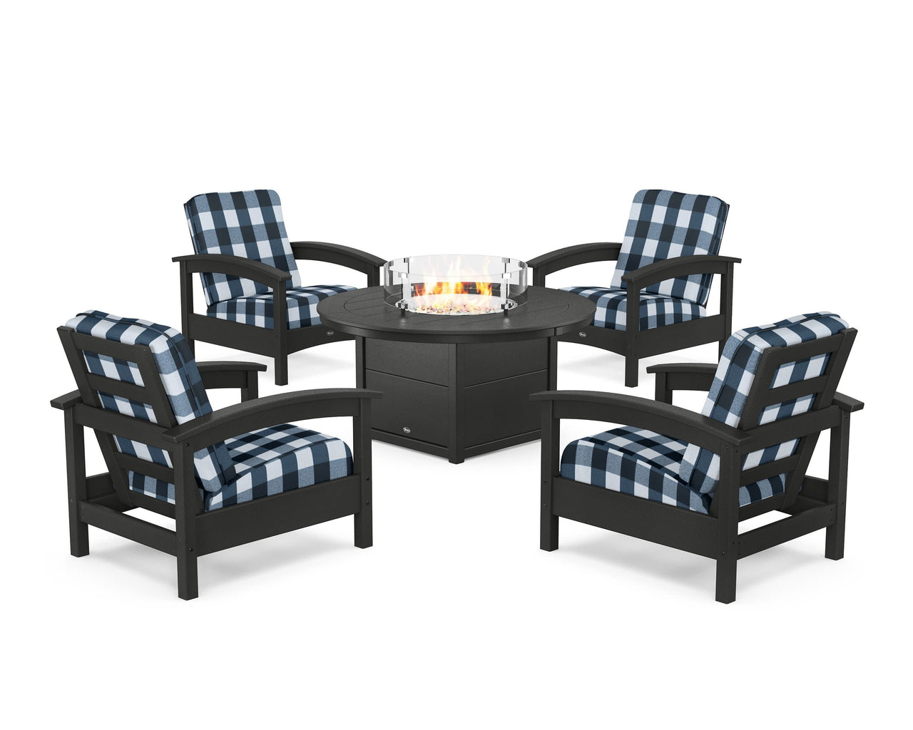 Trex Rockport 5-Piece Deep Seating Set with Round Fire Pit Table