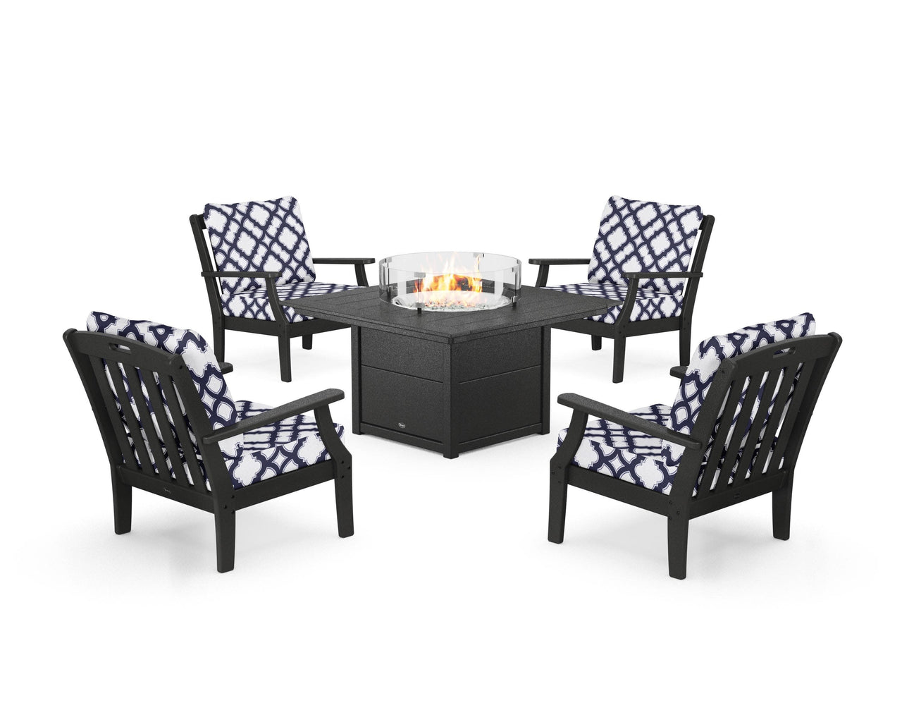 Trex Yacht Club 5-Piece Deep Seating Set with Square Fire Pit Table