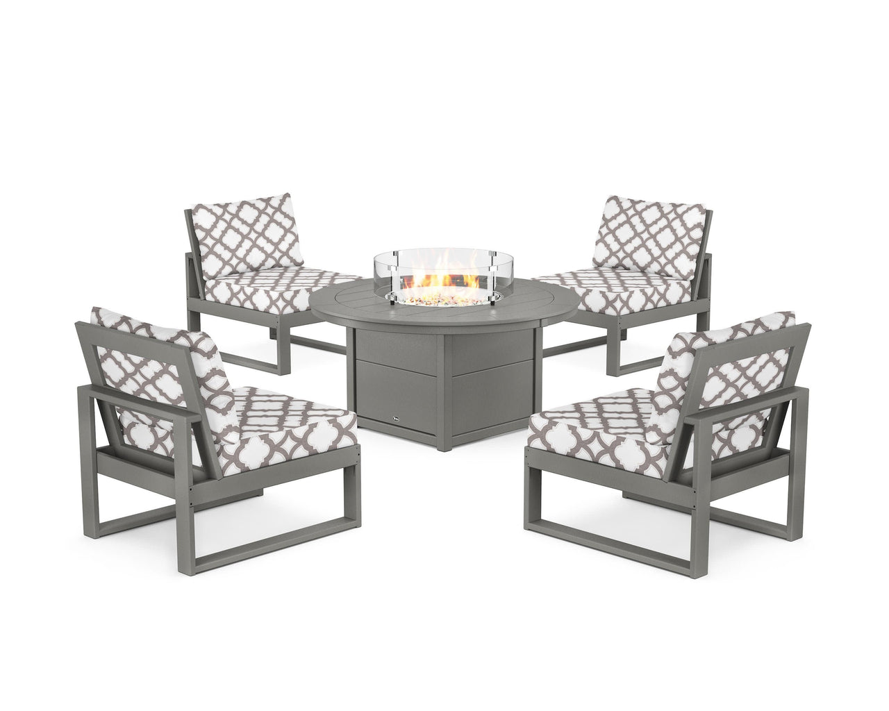 Trex Eastport Modular 5-Piece Deep Seating Set with Round Fire Pit Table