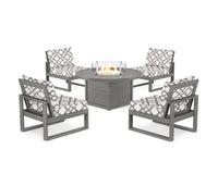 Thumbnail for Trex Eastport Modular 5-Piece Deep Seating Set with Round Fire Pit Table