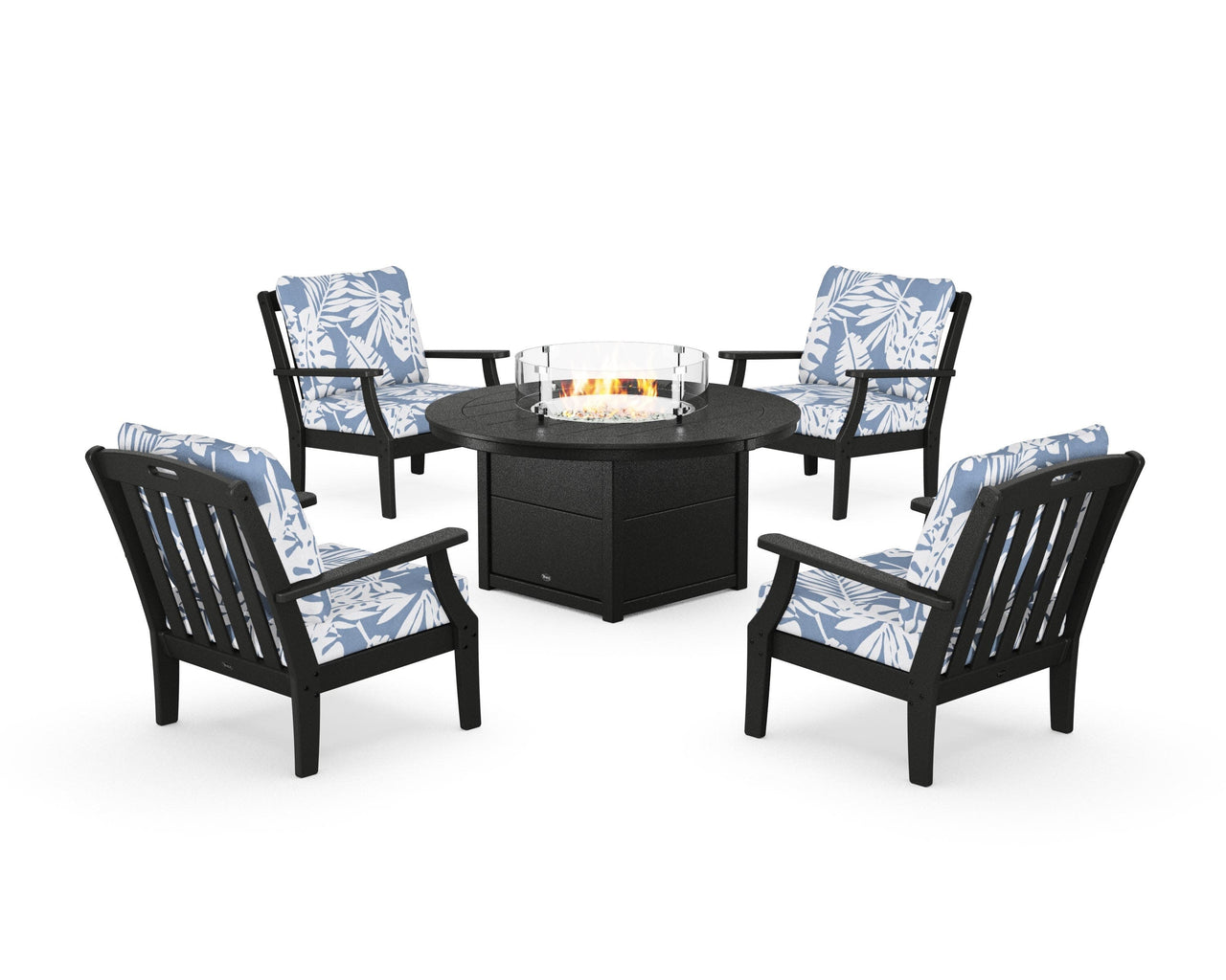 Trex Yacht Club 5-Piece Deep Seating Set with Round Fire Pit Table
