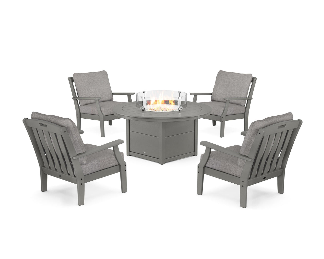 Trex Yacht Club 5-Piece Deep Seating Set with Round Fire Pit Table