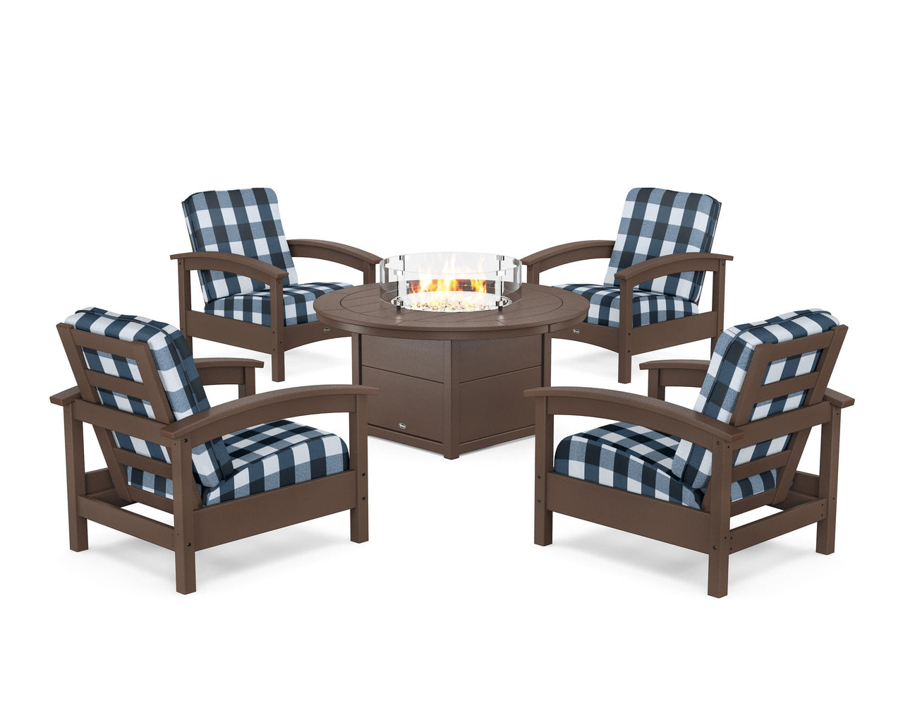 Trex Rockport 5-Piece Deep Seating Set with Round Fire Pit Table