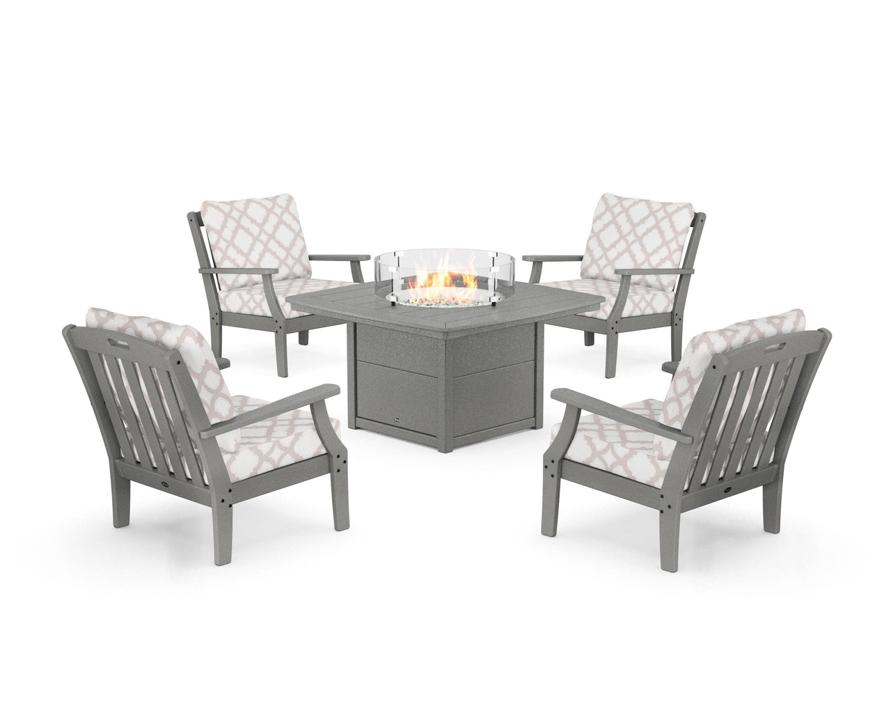 Trex Yacht Club 5-Piece Deep Seating Set with Fire Pit Table