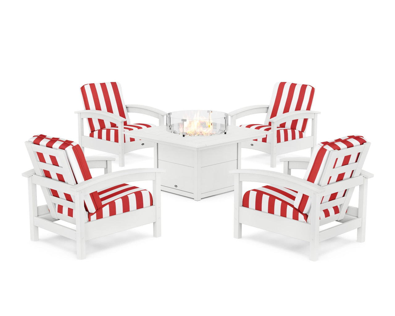 Trex Rockport 5-Piece Deep Seating Set with Square Fire Pit Table