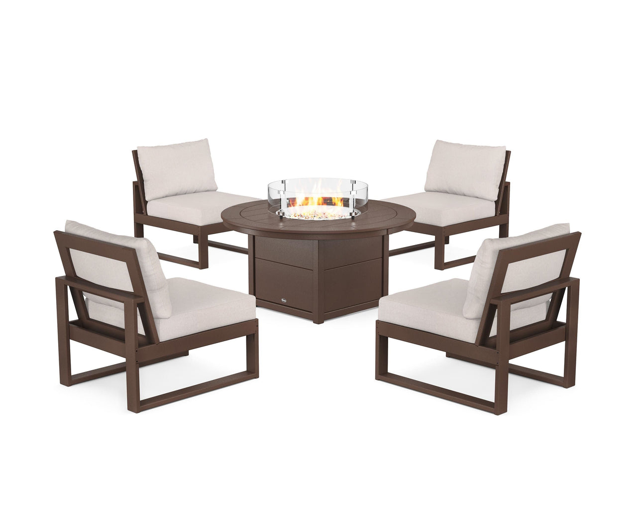 Trex Eastport Modular 5-Piece Deep Seating Set with Round Fire Pit Table