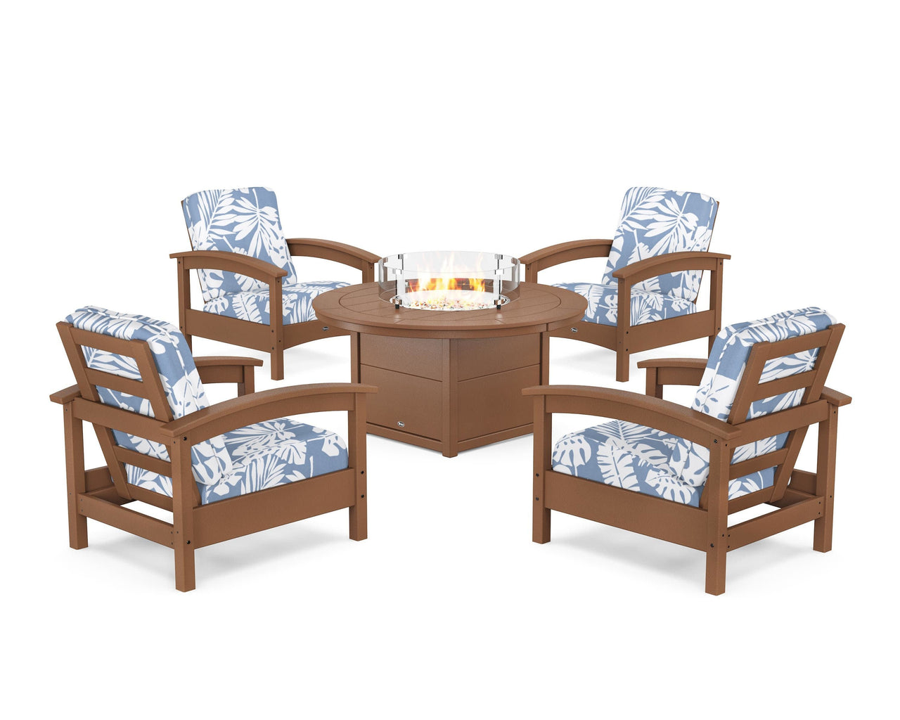 Trex Rockport 5-Piece Deep Seating Set with Round Fire Pit Table