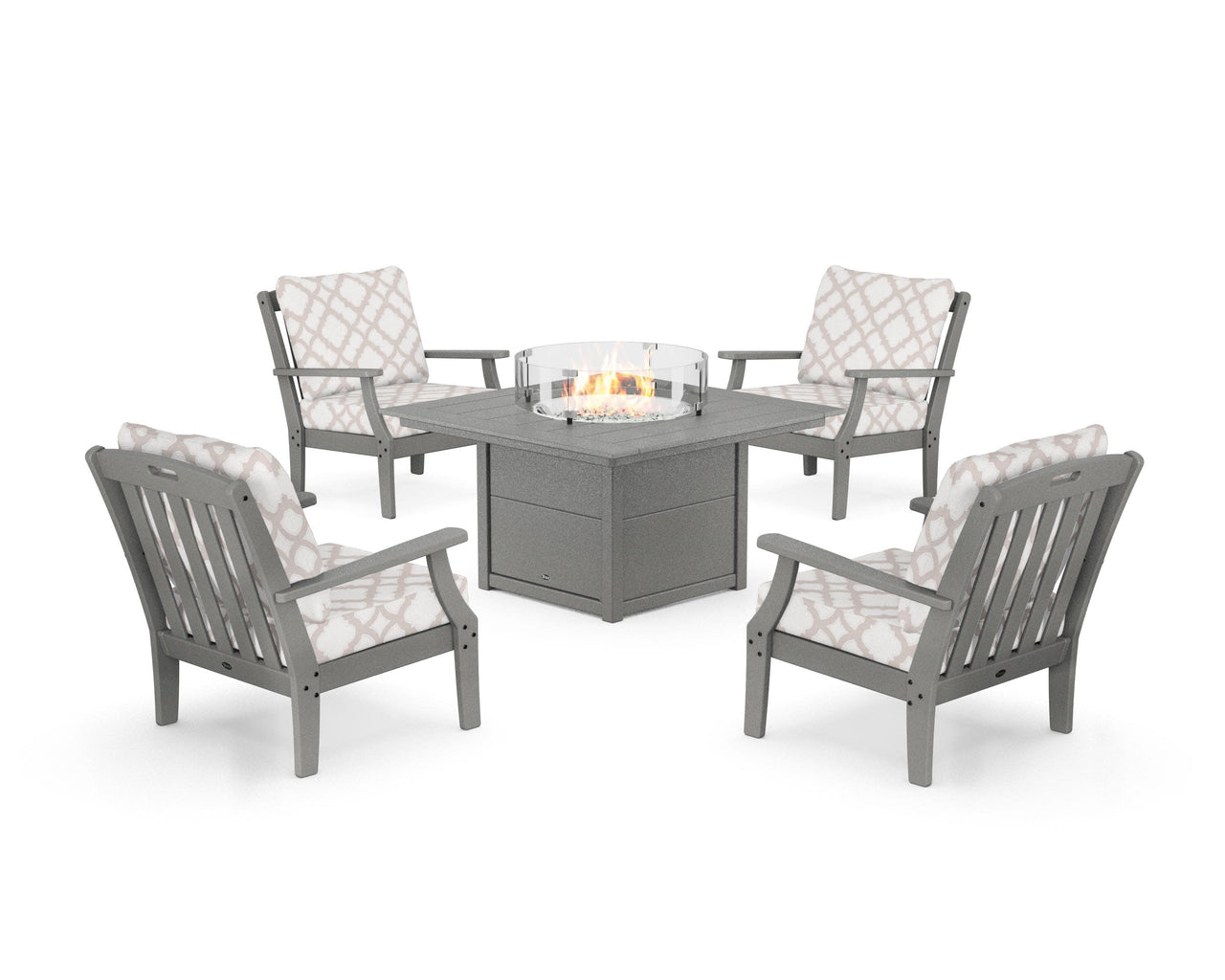 Trex Yacht Club 5-Piece Deep Seating Set with Square Fire Pit Table