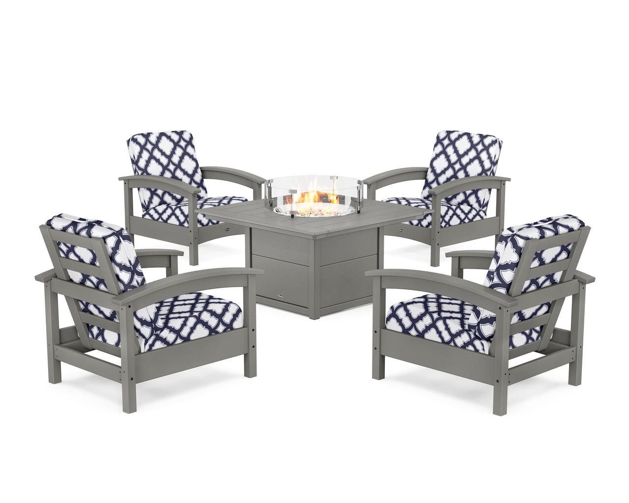 Trex Rockport 5-Piece Deep Seating Set with Square Fire Pit Table