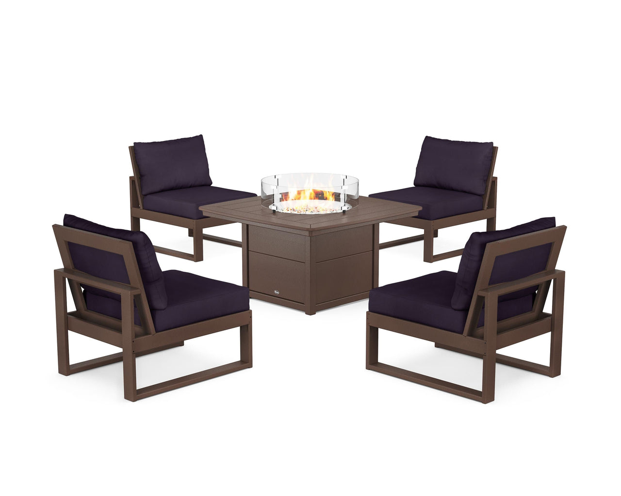Trex Eastport Modular 5-Piece Deep Seating Set with Yacht Club Fire Pit Table
