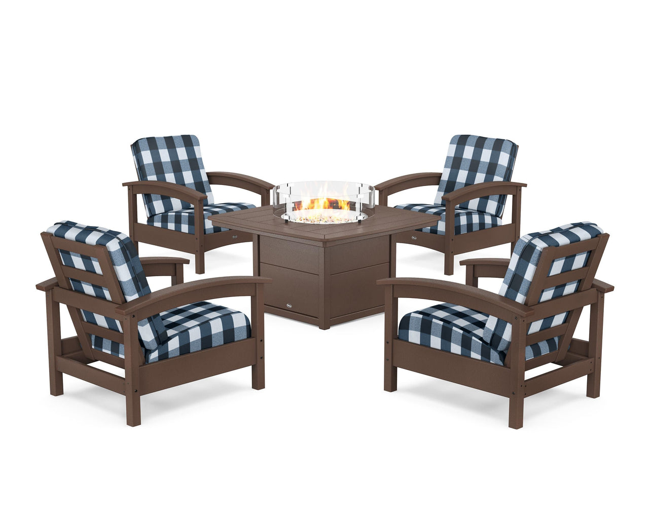 Trex Rockport 5-Piece Deep Seating Set with Yacht Club Fire Pit Table