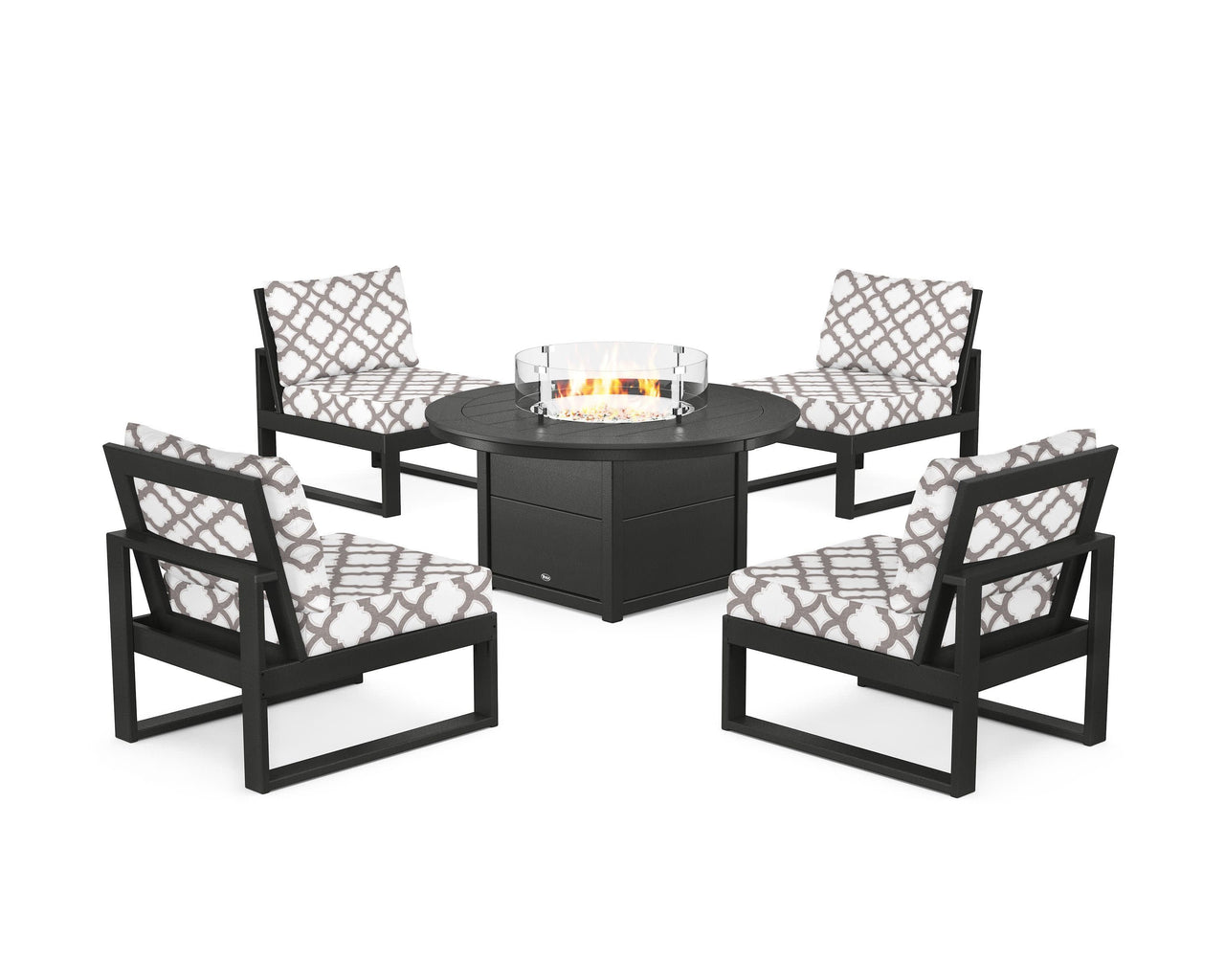 Trex Eastport Modular 5-Piece Deep Seating Set with Round Fire Pit Table