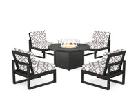 Thumbnail for Trex Eastport Modular 5-Piece Deep Seating Set with Round Fire Pit Table