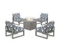 Thumbnail for Trex Eastport Modular 5-Piece Deep Seating Set with Yacht Club Fire Pit Table