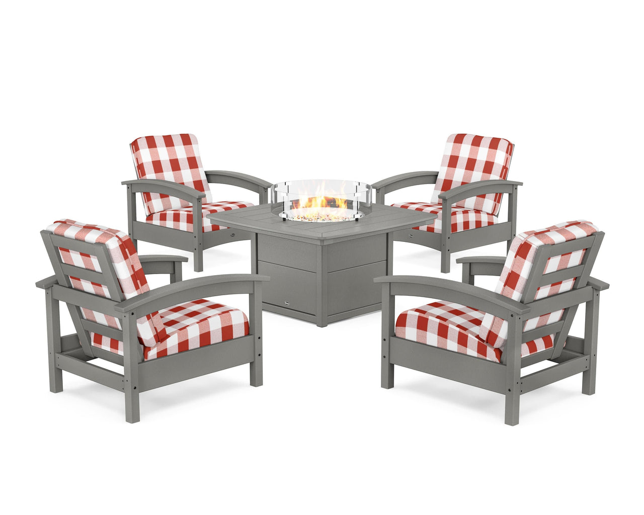 Trex Rockport 5-Piece Deep Seating Set with Yacht Club Fire Pit Table