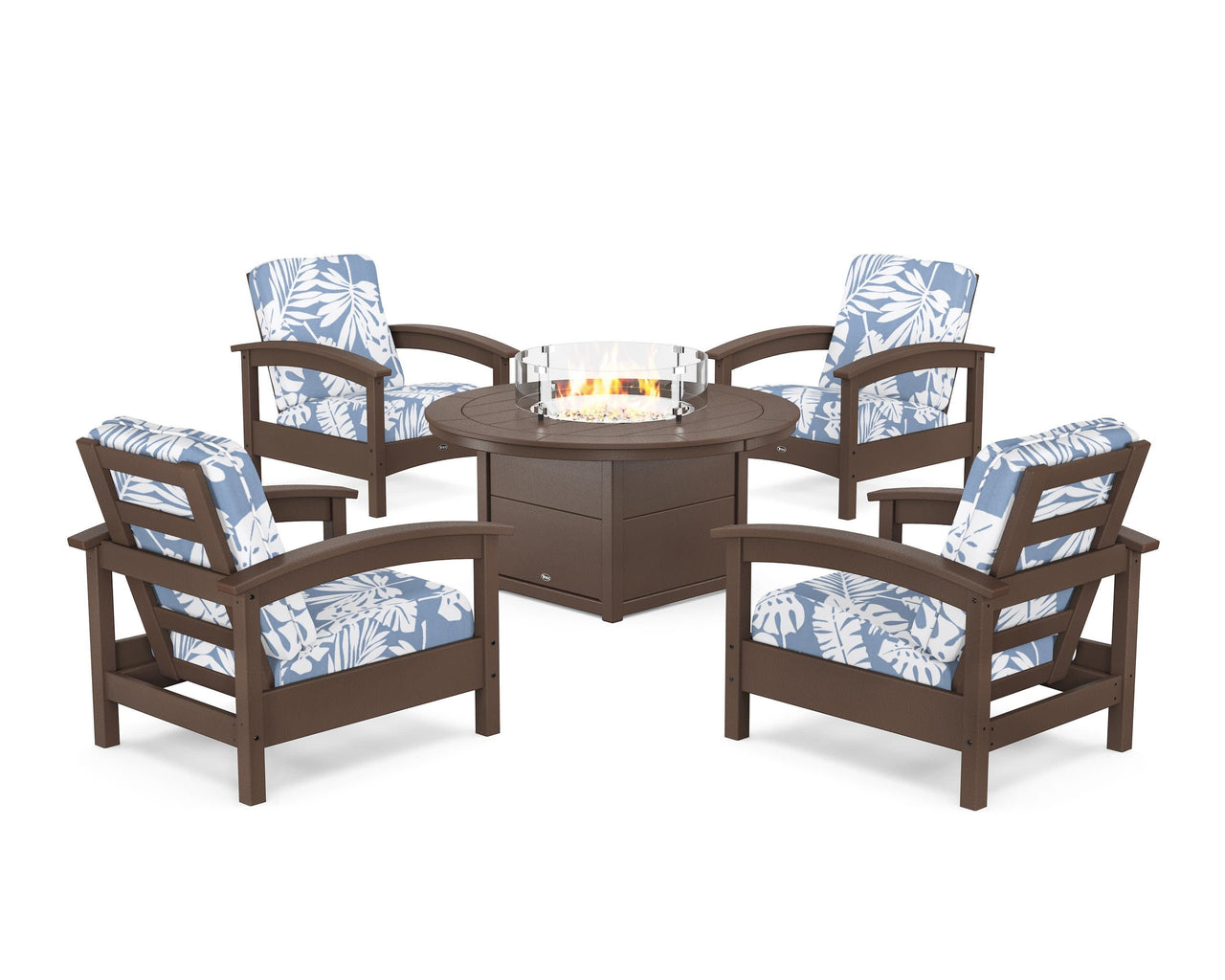 Trex Rockport 5-Piece Deep Seating Set with Round Fire Pit Table