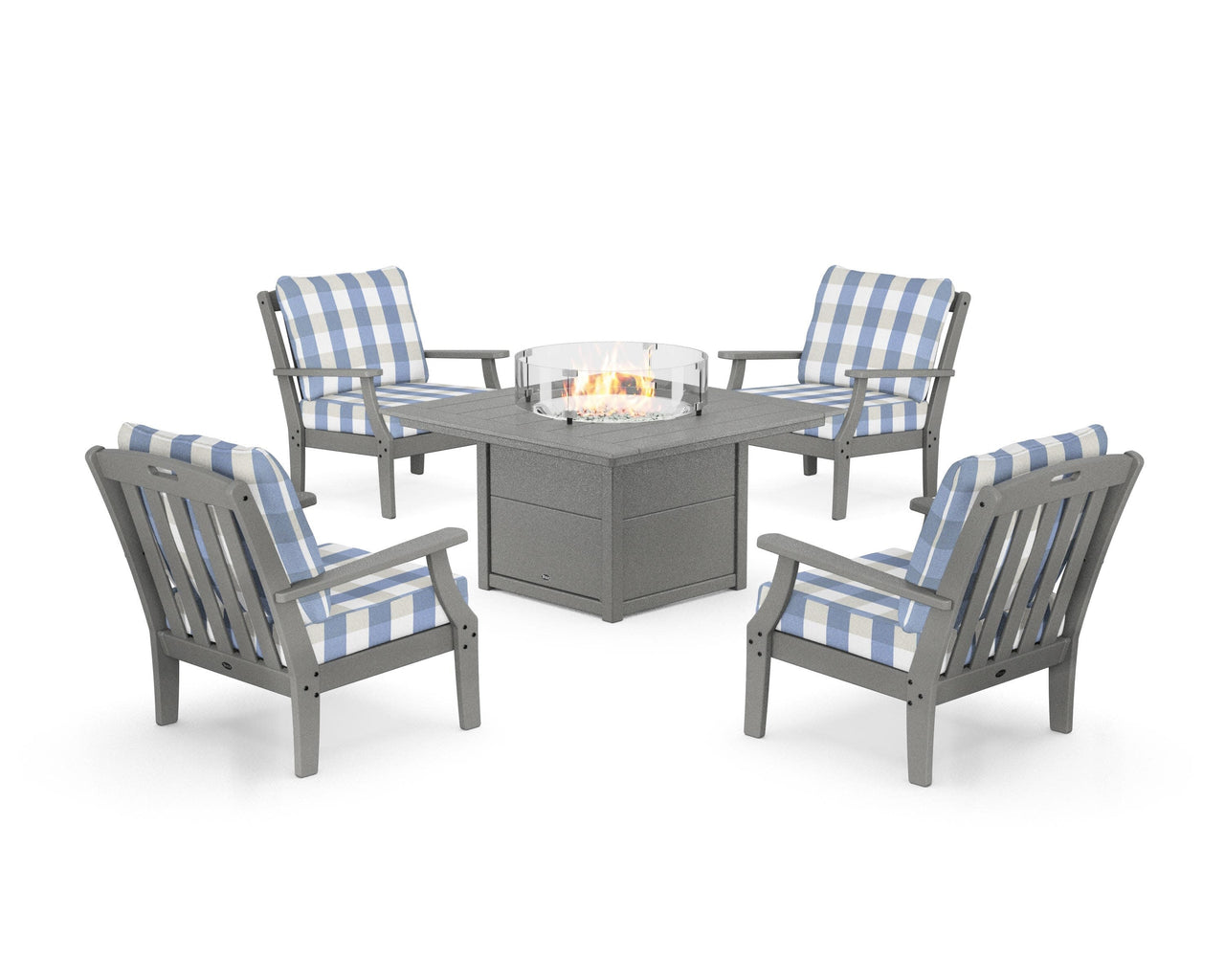 Trex Yacht Club 5-Piece Deep Seating Set with Square Fire Pit Table