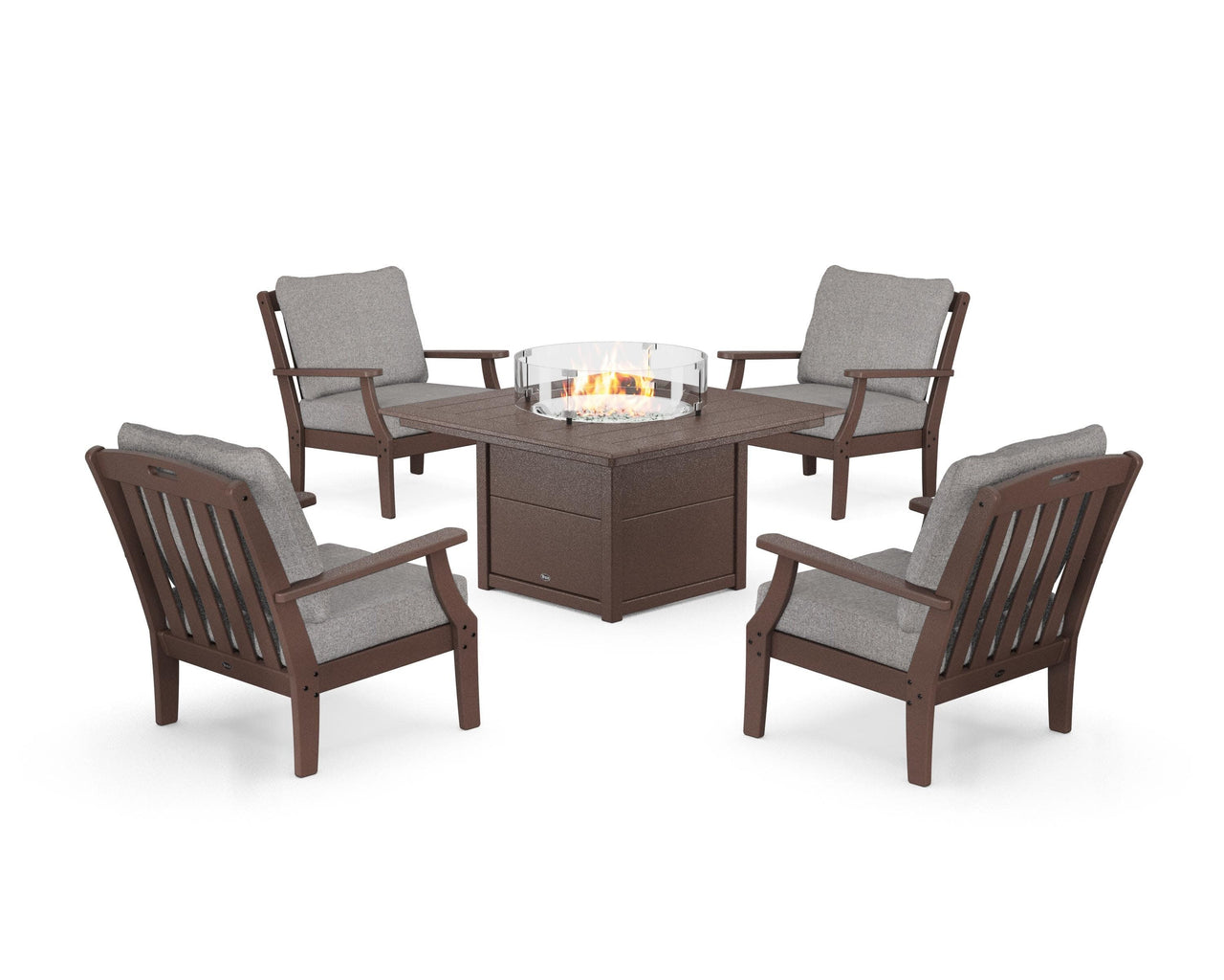 Trex Yacht Club 5-Piece Deep Seating Set with Square Fire Pit Table