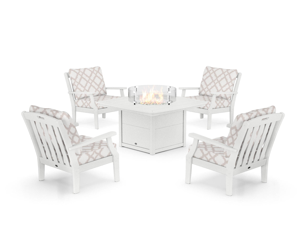 Trex Yacht Club 5-Piece Deep Seating Set with Fire Pit Table