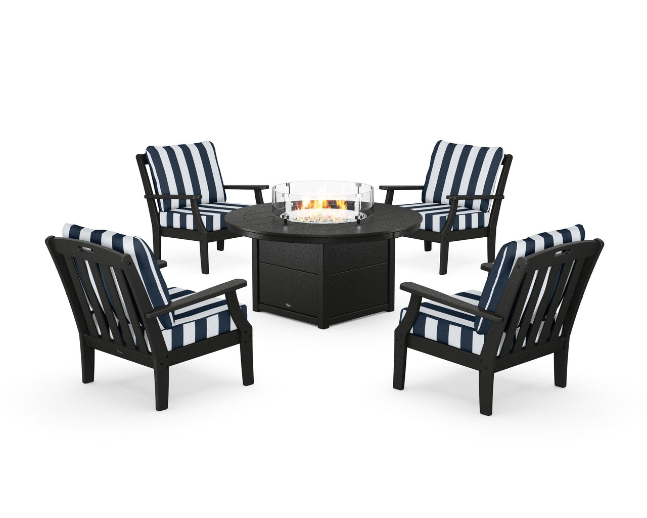 Trex Yacht Club 5-Piece Deep Seating Set with Round Fire Pit Table
