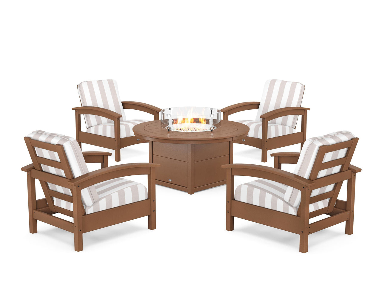 Trex Rockport 5-Piece Deep Seating Set with Round Fire Pit Table
