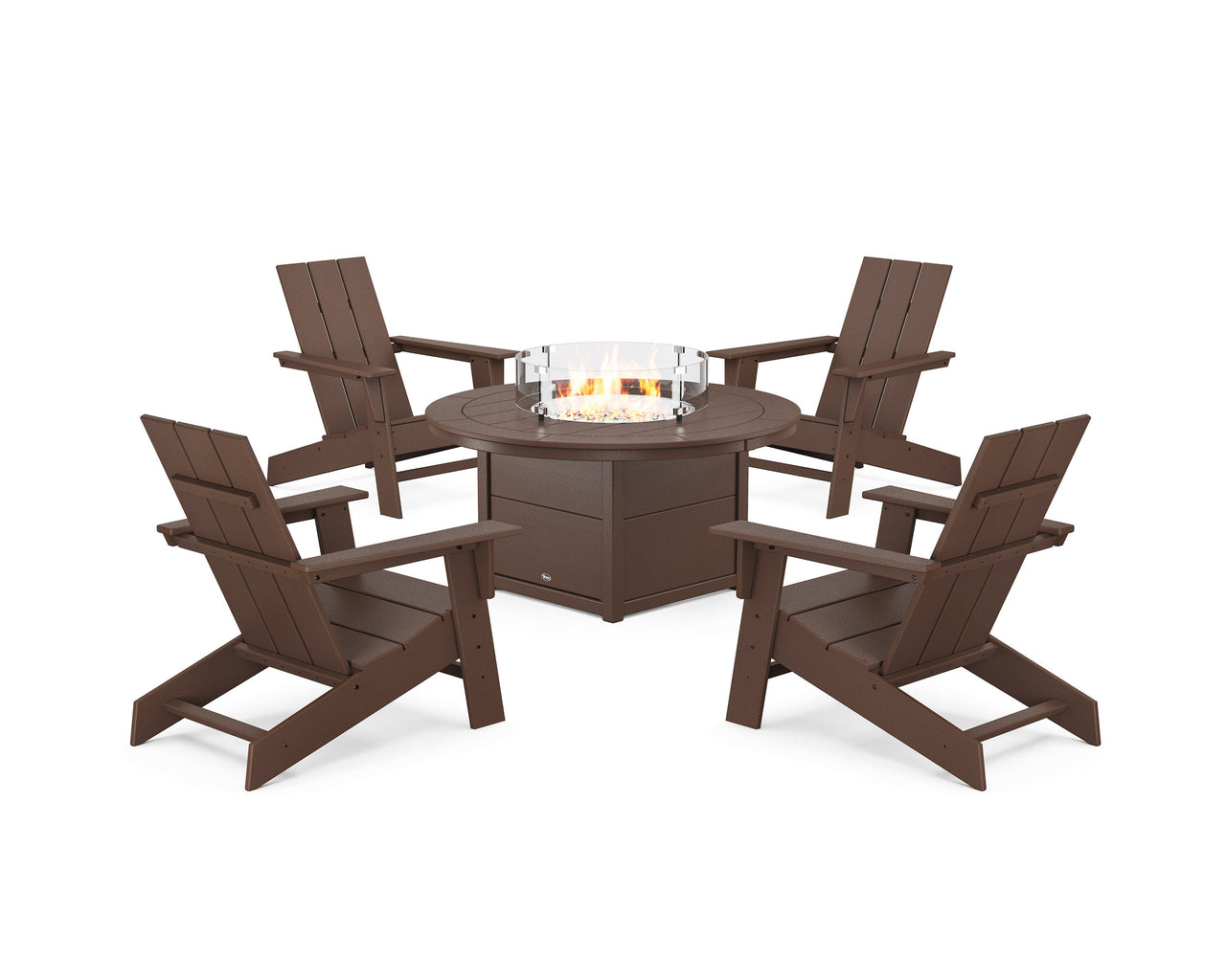 Trex Eastport Modern Adirondack 5-Piece Set with Round Fire Pit Table