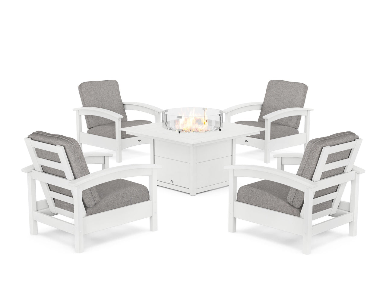 Trex Rockport 5-Piece Deep Seating Set with Square Fire Pit Table