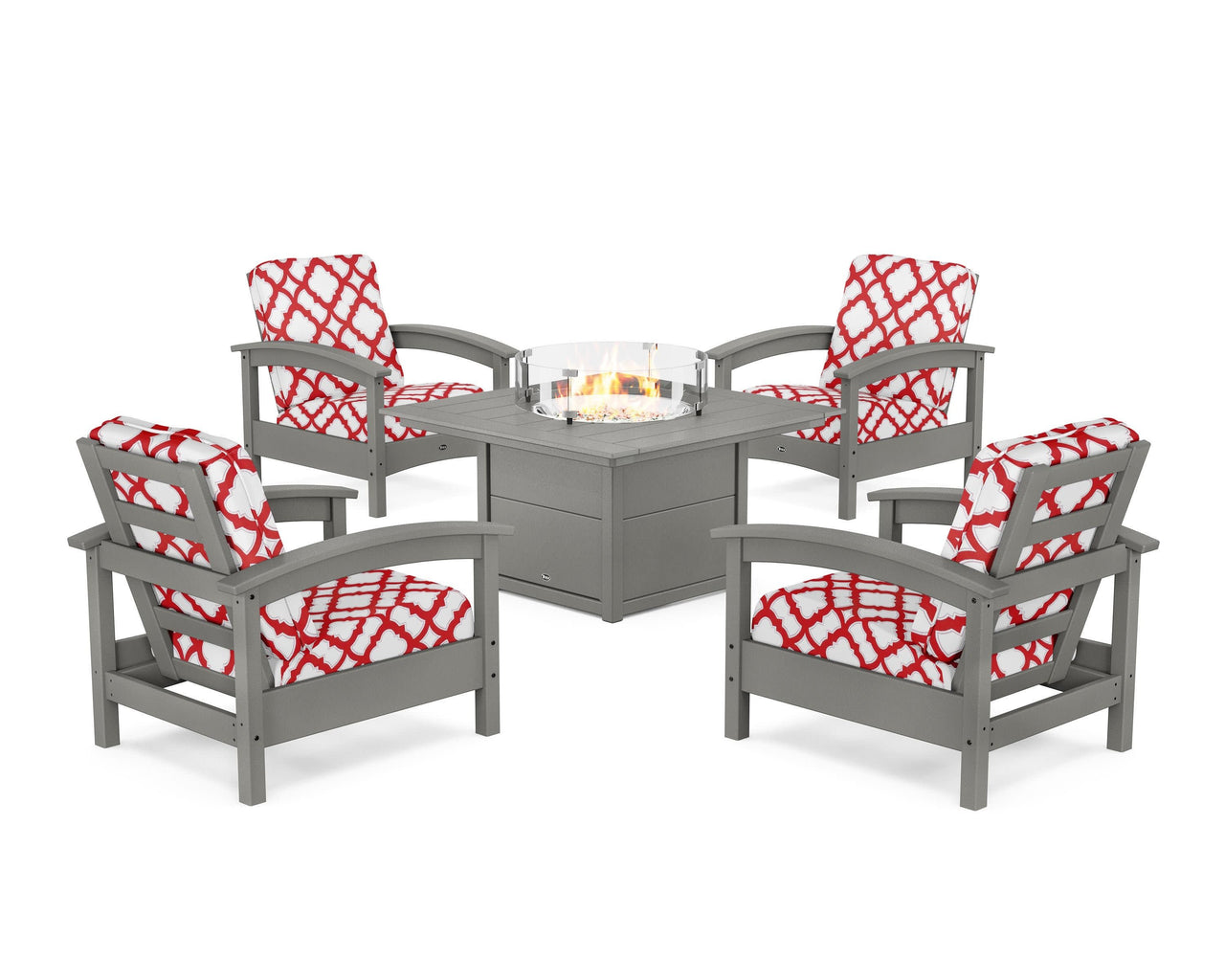 Trex Rockport 5-Piece Deep Seating Set with Square Fire Pit Table