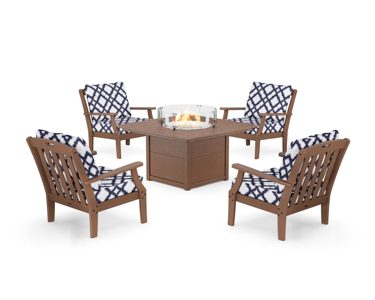 Trex Yacht Club 5-Piece Deep Seating Set with Square Fire Pit Table