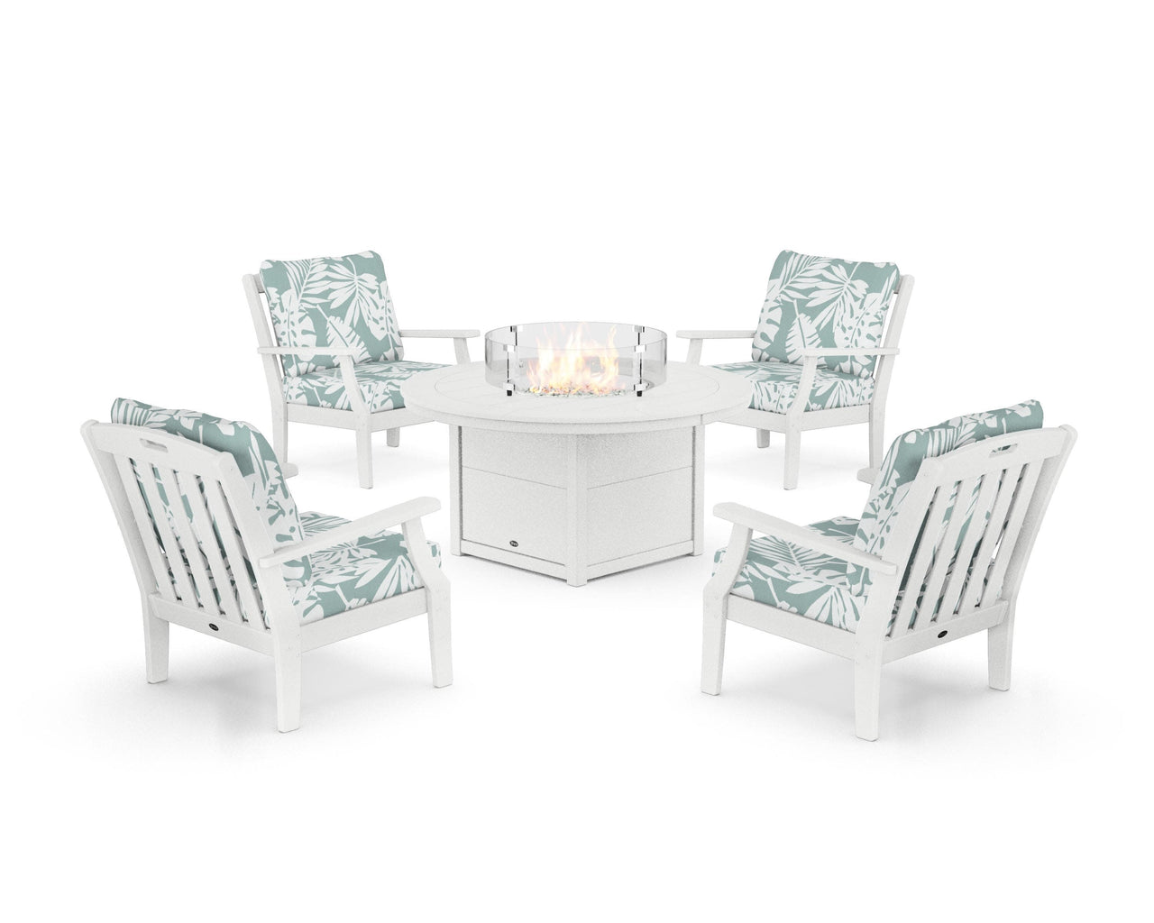 Trex Yacht Club 5-Piece Deep Seating Set with Round Fire Pit Table