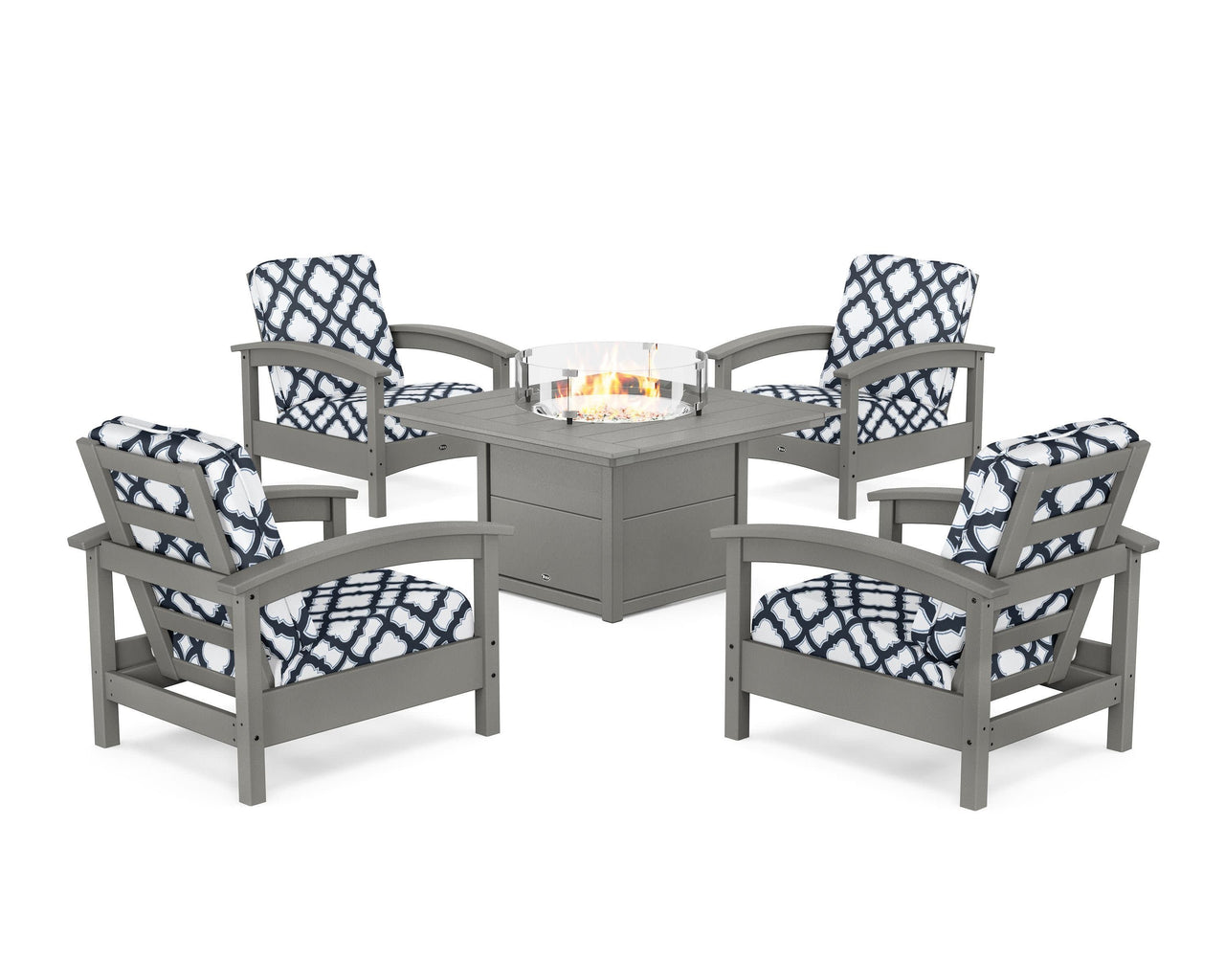 Trex Rockport 5-Piece Deep Seating Set with Square Fire Pit Table