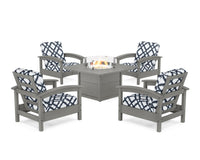 Thumbnail for Trex Rockport 5-Piece Deep Seating Set with Square Fire Pit Table