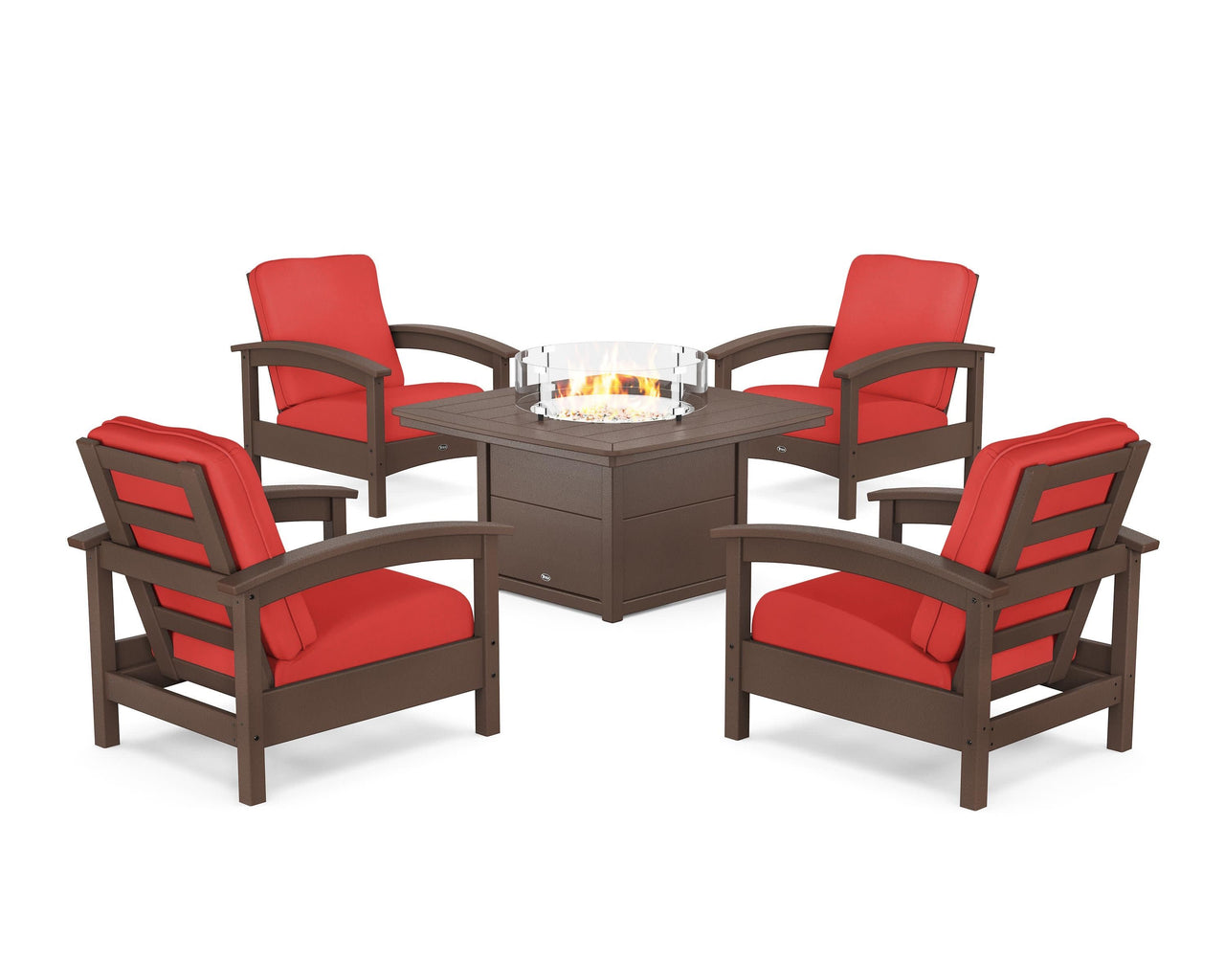 Trex Rockport 5-Piece Deep Seating Set with Yacht Club Fire Pit Table