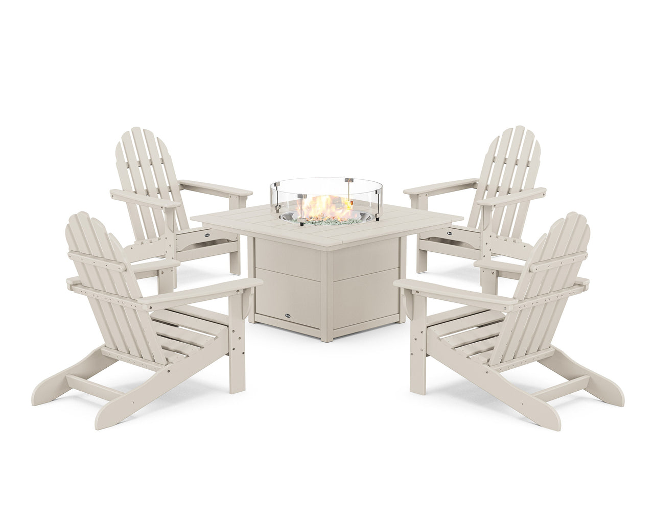 Trex Cape Cod Adirondack 5-Piece Set with Square Fire Pit Table