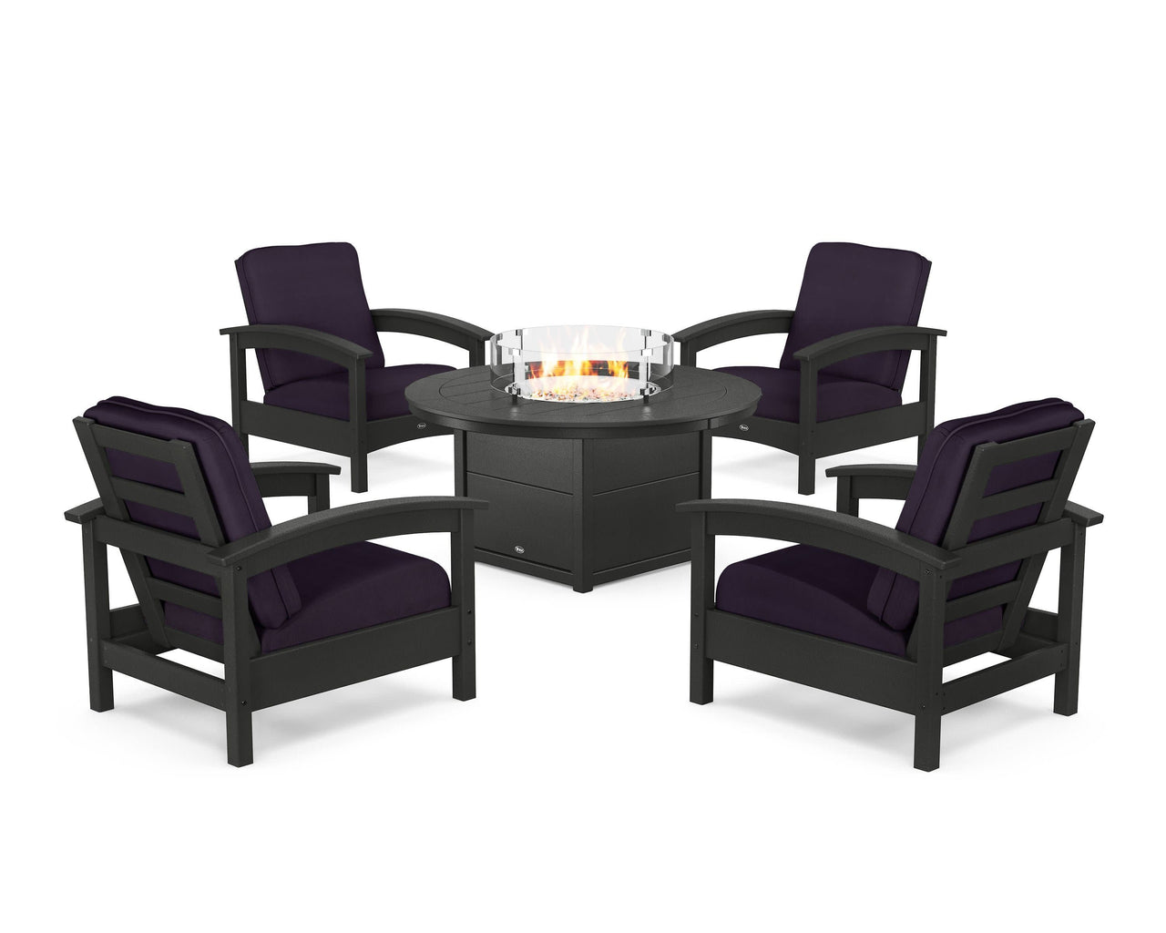 Trex Rockport 5-Piece Deep Seating Set with Round Fire Pit Table
