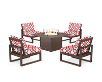 Thumbnail for Trex Eastport Modular 5-Piece Deep Seating Set with Square Fire Pit Table