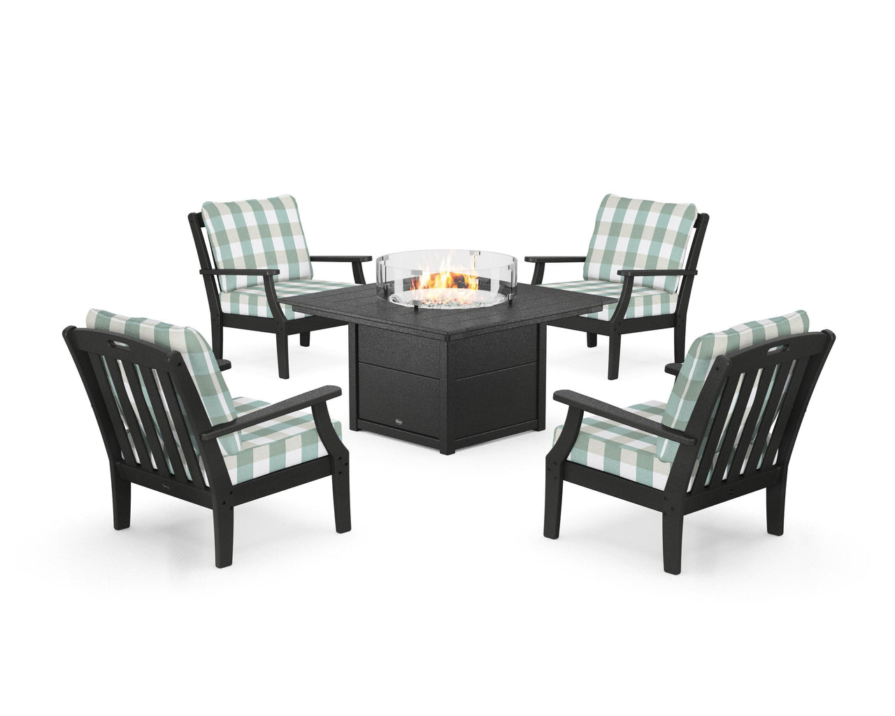 Trex Yacht Club 5-Piece Deep Seating Set with Square Fire Pit Table