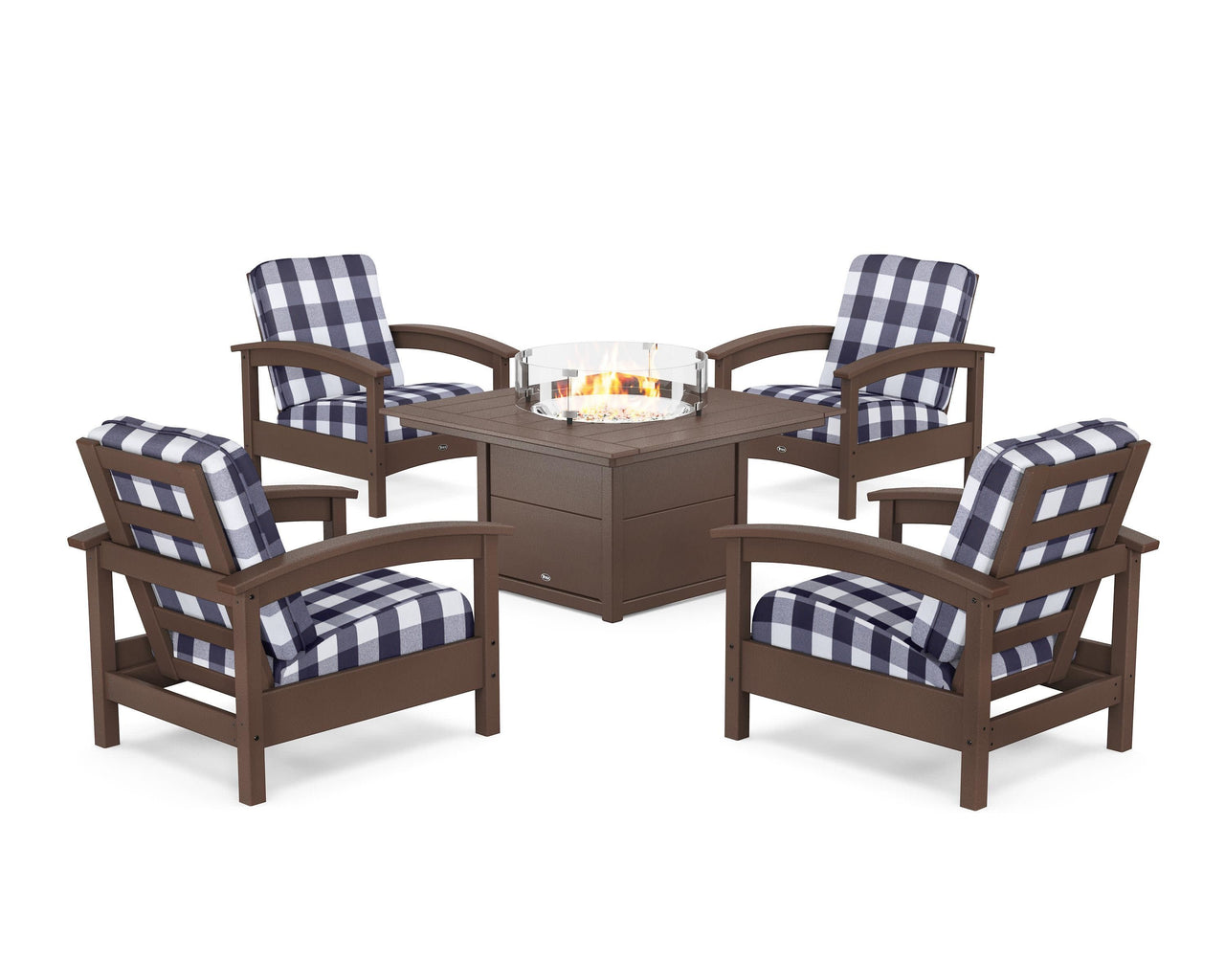 Trex Rockport 5-Piece Deep Seating Set with Square Fire Pit Table