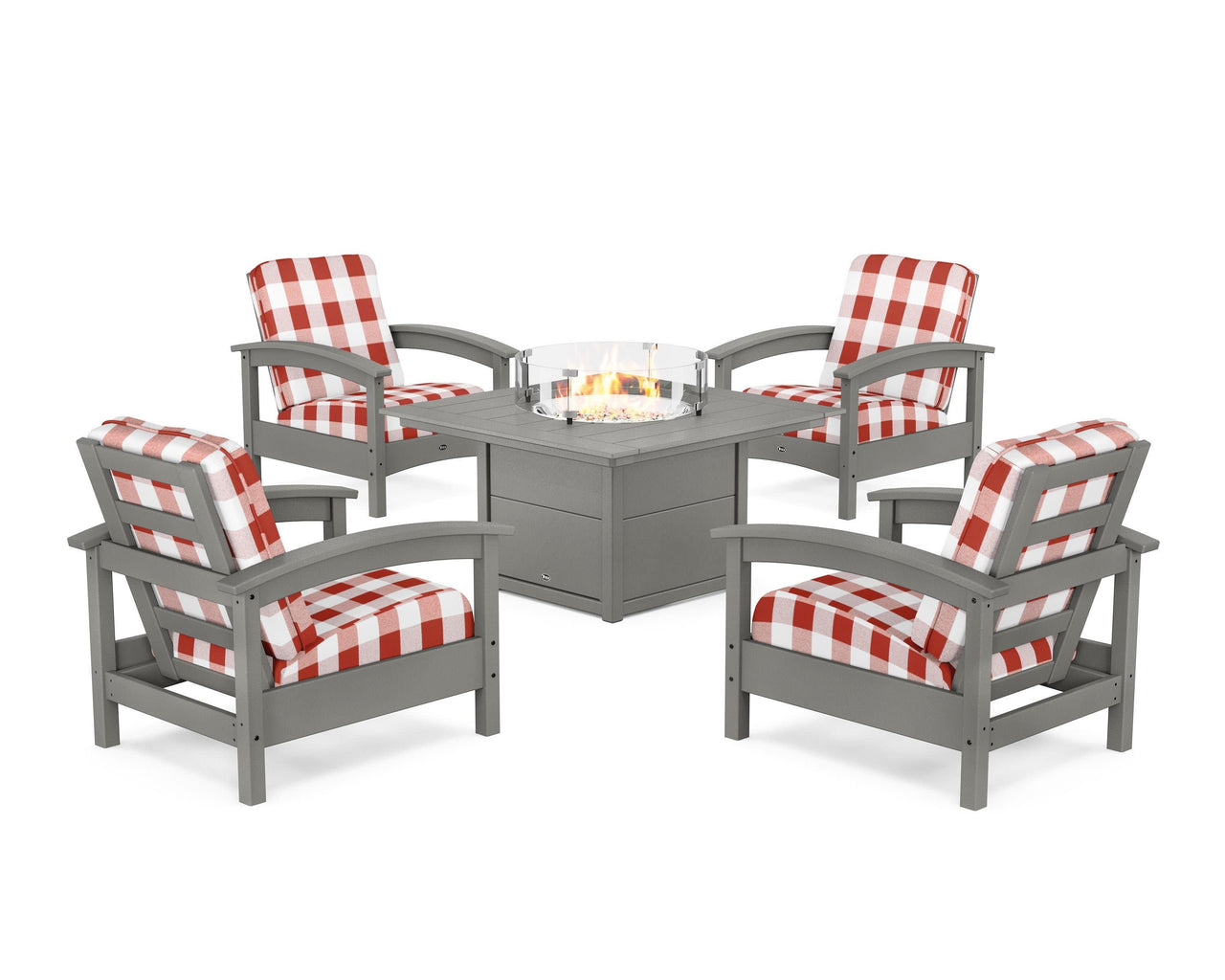 Trex Rockport 5-Piece Deep Seating Set with Square Fire Pit Table