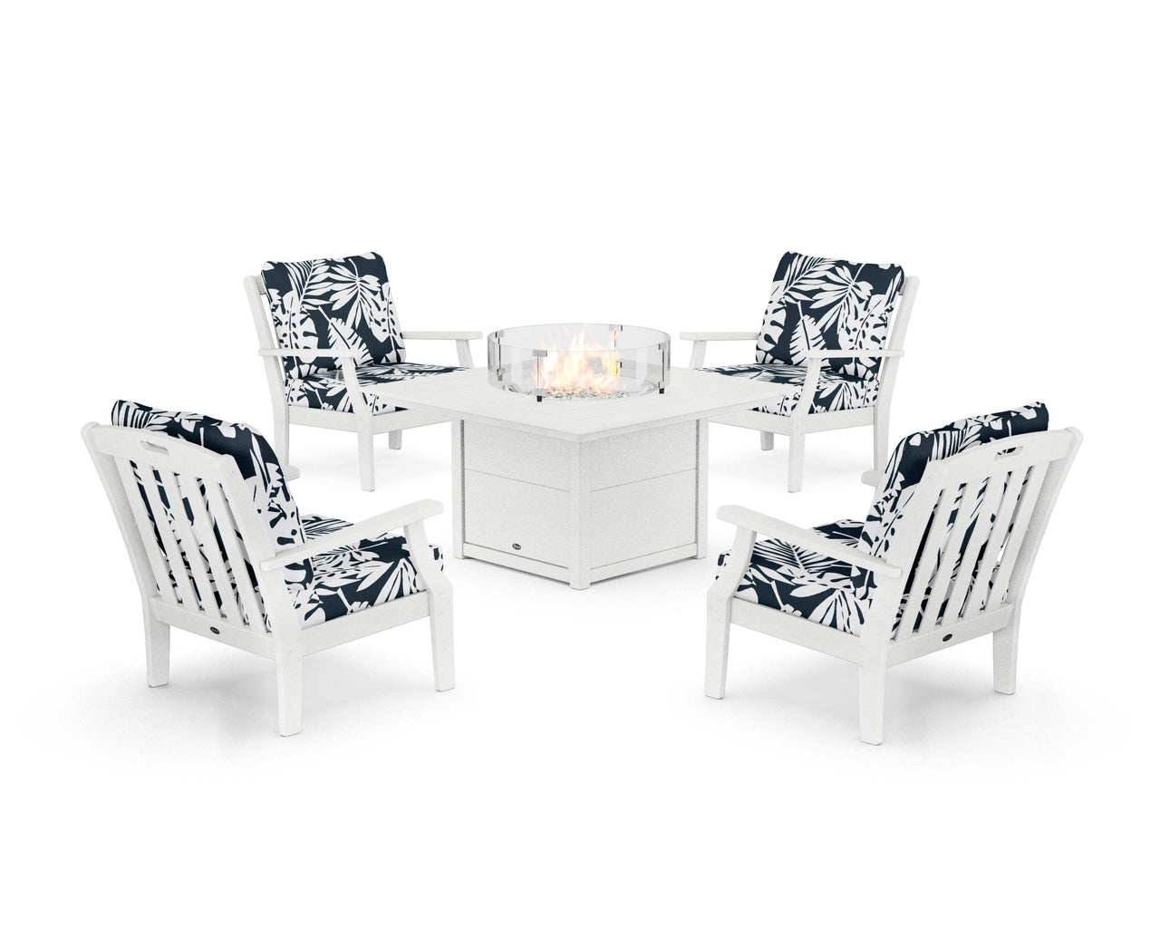 Trex Yacht Club 5-Piece Deep Seating Set with Square Fire Pit Table