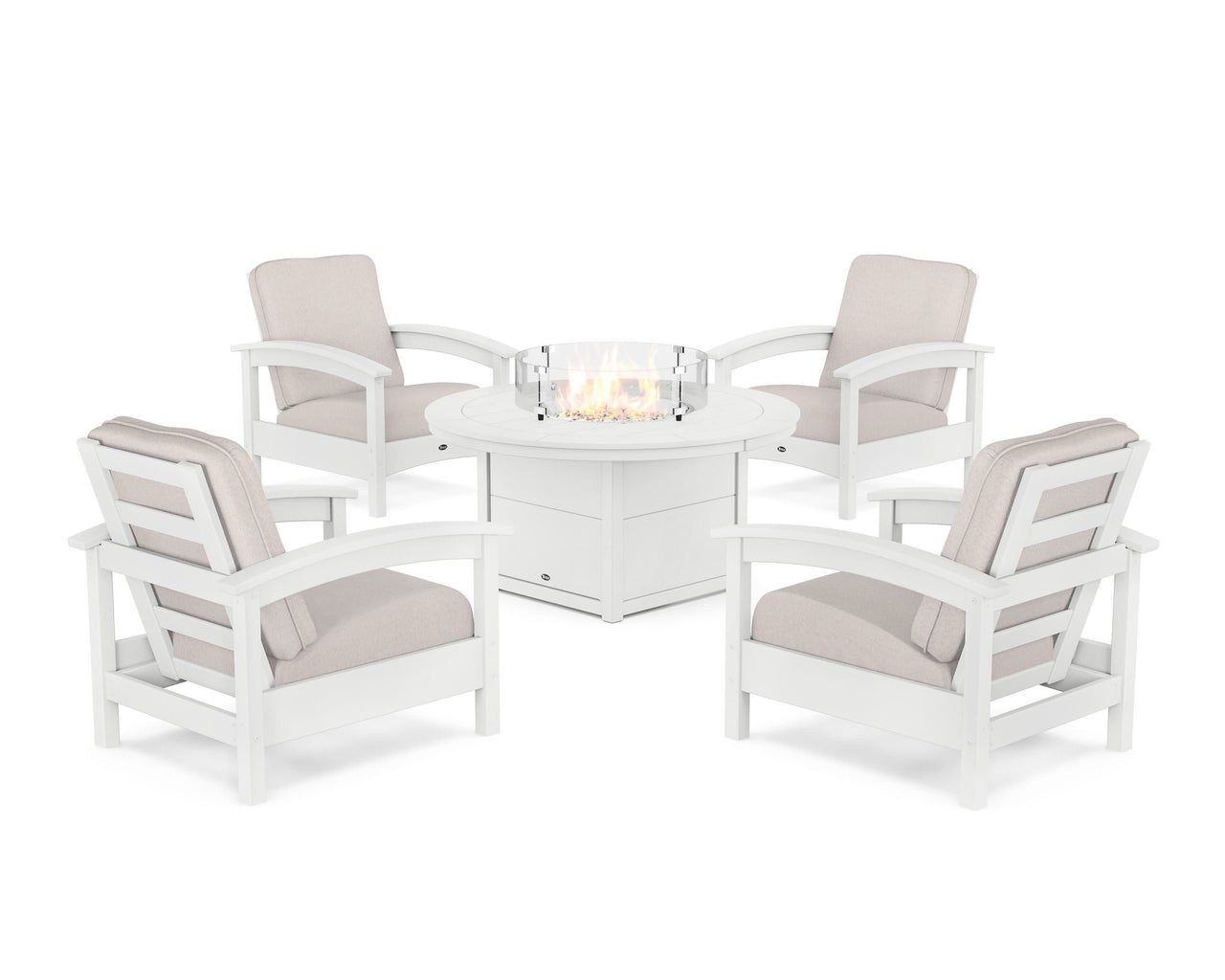 Trex Rockport 5-Piece Deep Seating Set with Round Fire Pit Table
